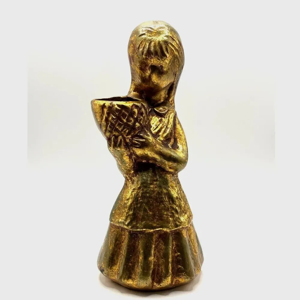 Vintage 1970's Howard Pierce Pottery/Ceramics, Girl with Basket Figurine/Vase